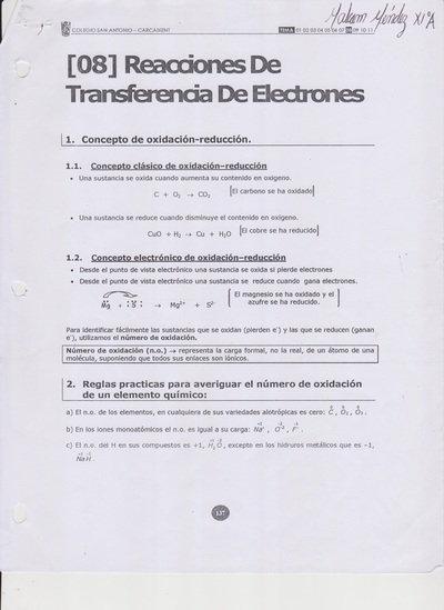 Reacciones de transferencia de electrones - Evidencias de aprendizaje  (Química)